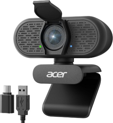 Picture of Acer A640 4K Webcam with AI Noise Canceling Mic for Streaming Meetings | Sony 1/2.8" Sensor, PDAF Autofocus, 2K 1080P/60fps, A to C Adapter, Computer Camera for switch 2 Camera Teams Zoom Facetime