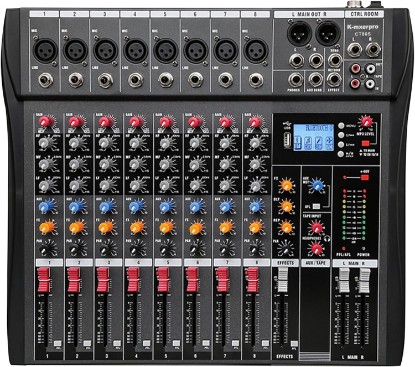 Picture of 8 Channel Professional Audio Mixer Console Sound Board with 48V Phantom Power,USB Audio Interface for Live Show,Streaming Recording Music Stage Karaoke