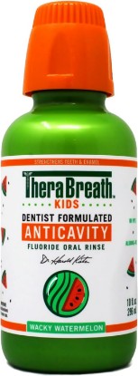Picture of TheraBreath Kids Mouthwash with Fluoride, Organic Wacky Watermelon, Anticavity, 10 fl oz