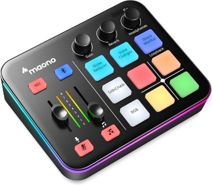 Picture of MAONO G1 Neo Gaming Audio Mixer Audio Interface with XLR Input & 48V | RGB, Bluetooth, 4 custom soundpads, live streaming, podcasting, voice effects, PS5, TikTok live, PC streams, gamers, creators Global Recycled Standard