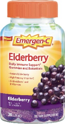 Picture of Emergen-C Elderberry Vitamin C Gummies, Immune Support, Berry, 36 Gummies | High Potency Vitamin C, Zinc and Manganese, B Vitamins, Botanical, Gluten Free, Gummy Format GreenCircle Certified: Certified Environmental Facts Label