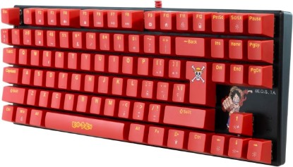 Picture of FRTEC - TKL Wired Mechanical Keyboard, One Piece Luffy, Touch Brown, Anti-Ghosting, Compatible with PC, Mac, PS5, Switch, Xbox Series X/S (QWERTY) (One Piece Keyboard)