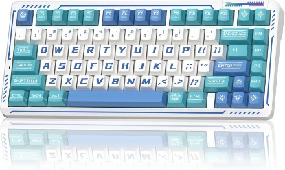 Picture of LINGBAO K75 Wireless Mechanical Gaming Keyboard 75%, 10000mAh Battery | Tri-Mode Wireless Gaming Keyboard, RGB Gasket Hot-swap, Anime Tkl Compact Creamy Keyboard for Gamer/Office with Custom Driver