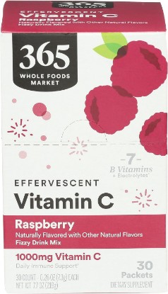 Picture of 365 by Whole Foods Market Effervescent C Powder Raspberry 30 Count, 0.26 Ounce