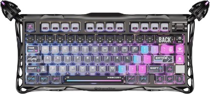 Picture of GravaStar Mercury K1 Pro 75% Wireless Mechanical Gaming Keyboard, Hot-Swap | Tri-Mode BT/2.4GHz/Wired, Linear Switch, Gasket Mount, RGB Backlit, Aluminum Alloy, QMK Custom Keyboard with Knob for Win/Mac Global Recycled Standard