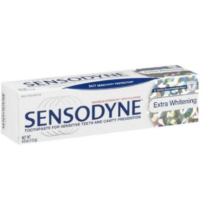Picture of Sensodyne Toothpaste for Sensitive Teeth & Cavity Protection, Extra Whitening 4 oz (Pack of 12)