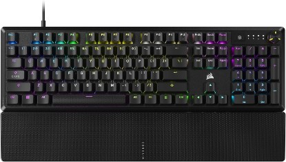 Picture of CORSAIR K70 CORE RGB Mechanical Wired Gaming Keyboard with Palmrest – Pre-Lubed MLX Red Linear Switches, SOCD, ABS Double-Shot Keycaps, Sound Dampening, Media Control Dial, QWERTY NA – Black | QWERTY US, Pre-Lubed MLX Red Linear Switches, SOCD Flashtap, ABS Double-Shot Keycaps, Quiet, Media Control Dial, Full Size ClimeCo Certified