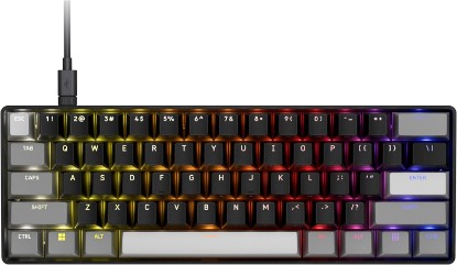 Picture of Corsair Clipper PRO MINI 60 Hall Effect Gaming Keyboard – US QWERTY – Black | SOCD, Rapid Trigger, 8000Hz, Adjustable Actuation, IP57 Water & Dust, PBT Double Shot, Wired, RGB, FPS, for Windows PC & Mac