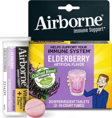 Picture of Airborne 1000mg Vitamin C Immune Support Elderberry Effervescent Tablets, 20ct
