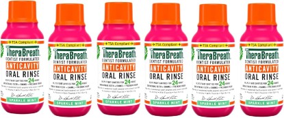 Picture of TheraBreath Anticavity Fluoride Mouthwash, Sparkle Mint, Travel Size, 3 fl oz - 6 Pack