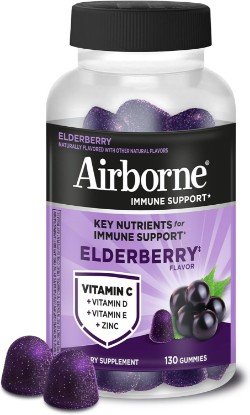 Picture of Airborne Elderberry Immune Support Zinc, Vitamin C, D & E Gummies, 130ct