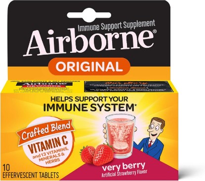 Picture of Airborne Very Berry Effervescent Tablets, 10 Count - 1000mg of Vitamin C - Immune Support Supplement (Packaging May Vary) (Pack of 3)
