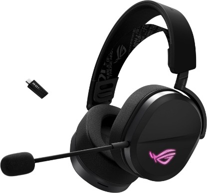 Picture of ASUS ROG Pelta Wireless Gaming Headset with Detachable Mic - Black | Tri-Mode (BT, 2.4GHz, USB-C) 50mm Titanium-Plated Drivers, 70H Battery, Ergonomic, Lightweight, for PC, PS4/5, Switch, Mobile