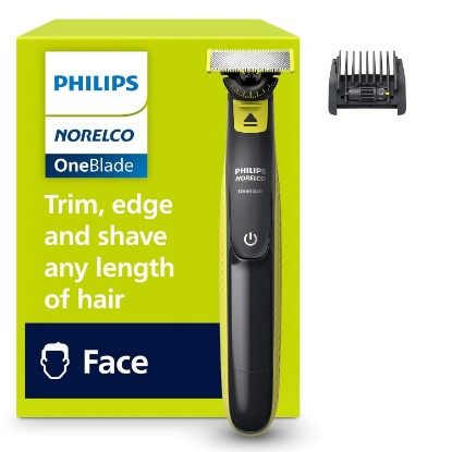 Picture of Norelco Philips OneBlade 360 Hybrid Face Trimmer and Shaver, 5 Length Comb | 360 Blade Technology, 5-length Comb, 100% Showerproof, Stainless Steel Blade Lasts up to 4 months, 45-Min Runtime, QP2724/90 GreenCircle Certified: Certified Environmental Facts Label