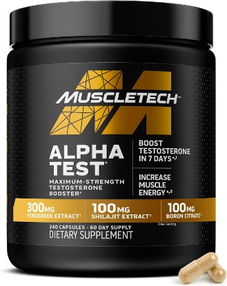 Picture of MuscleTech Testosterone Booster for Men, AlphaTest, T-Boost Mens Supplement | Tribulus Terrestris & Boron - Daily Male Gym Workout Supplements for Muscle Growth, Stamina, & Energy - 240 Pills