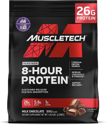 Picture of MuscleTech Platinum 8-Hour Protein Powder - Milk Chocolate, 50 Servings | 7 Premium Protein Sources with Whey & Casein Protein for Increased Lean Muscle, Strength, & Improved Recovery