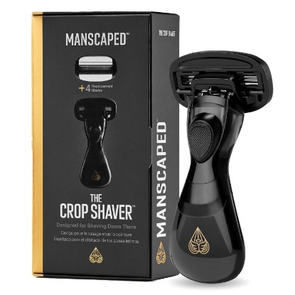 Picture of MANSCAPED The Crop Shaver® Men's 3-Blade Stainless Steel Groin Hair Razor with Pivoting Head, Micro Comb Bar, Wide Lubrication Strips - with 4 Replacement Cartridges