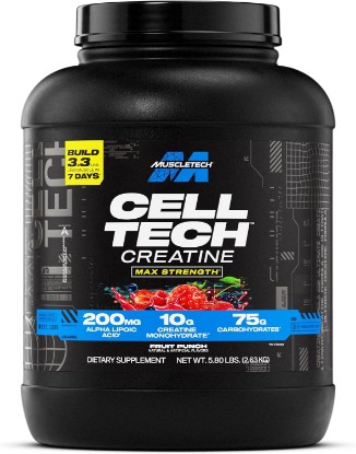Picture of MuscleTech Creatine Monohydrate Powder - Cell-Tech Creatine Powder, 5.8LB | Post Workout Recovery Drink, Muscle Builder, & Musclebuilding Supplement - Fruit Punch (56 Servings) - Packaging May Vary