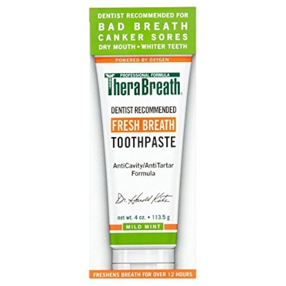 Picture of TheraBreath Fresh Breath Dentist Formulated 12-Hour Toothpaste, Mild Mint, 4 Ounce (Pack of 2), Packaging may vary