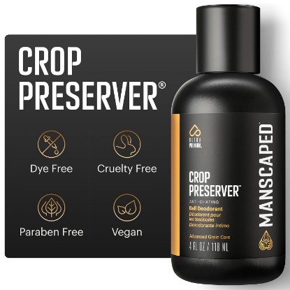 Picture of MANSCAPED The Crop Preserver®, Men's Ball Deodorant | Male Care Hygiene Moisturizer, Anti-Chafing Groin Protection with Cooling Aloe Vera, Refined® Scent, 4oz