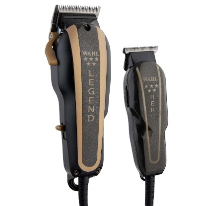 Picture of Wahl Professional 5 Star Barber Combo,Corded Legend Clipper & Hero Trimmer | V9000 Clipper Motor & Rotary T-Blade Trimmer for Fading, Blending & Detailing, 8 Clipper & 3 Trimmer Guides, Model 8180