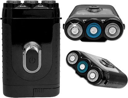 Picture of Mens Rotary Shaver for Bell Howell, Rechargeable Waterproof Electric Razor | Cordless USB Charging Beard Trimmer, Portable Mini Shaver for Face, Body Hair and Balls, Easy to Use, Safe for Shower, Black