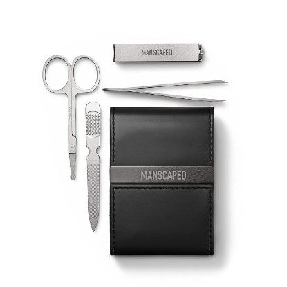 Picture of MANSCAPED Shears 2.0 Tempered Stainless Steel Men's Nail Kit, Fingernail Clippers, Safety Scissors, Tweezers and Nail File, Travel Manicure Pedicure Set, 4-Piece Luxury Grooming Kit with Compact Case
