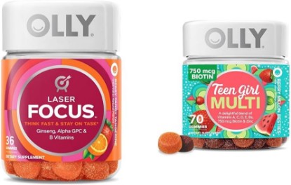Picture of OLLY Laser Focus Gummy 36 Count and Teen Girl Multi 70 Count Berry Melon