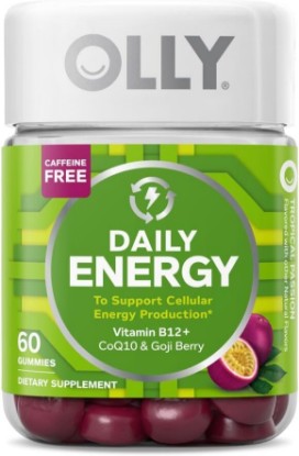 Picture of OLLY Laser Focus Gummy, Alpha GPC, B Vitamins, Berry Tangerine, 36 Count & Daily Energy Gummy, Vitamin B12, CoQ10, Goji Berry, Tropical, 60 Count