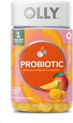 Picture of OLLY Probiotic Gummy, Immune and Digestive Support, 1 Billion CFUs, Chewable Probiotic Supplement, Mango, 60 Day Supply - 120 Count