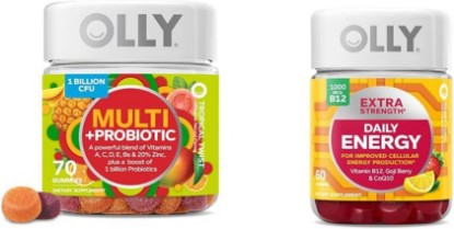 Picture of OLLY Multi + Probiotic Adult Multivitamin Gummy, 1 Billion CFUs, Digestive & Extra Strength Daily Energy Gummy, Caffeine Free, 1000mcg Vitamin B12, CoQ10, Goji Berry