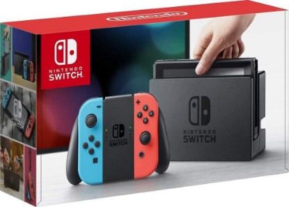 Picture of Nintendo Switch 32GB Console with Red and Blue Joy-Con, 6.2" Touchscreen LCD Display, Built-in Speakers, Bundle with TWE 128GB Micro SD Card (Renewed)