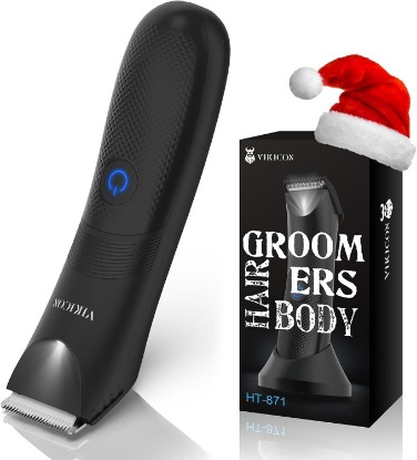 Picture of VIKICON Manscape Trimmer for Men, No Nicks Electric Body/Ball/Pubic Shaver | for Hair Removal w/Light & Ceramic Blade, IPX7 Waterproof, Skin-Friendly Body Hair Groomer, USB-C Charging, Gifts for Men