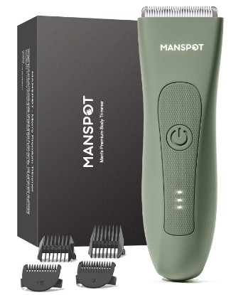 Picture of MANSPOT Manscape Groin & Body Hair Trimmer for Men & Women | Hypoallergenic Replaceable Ceramic Blade & 4 Guards, Electric Ball Pubic Trimmer & Shaver, IPX7 Waterproof, Wet/Dry Use Global Recycled Standard