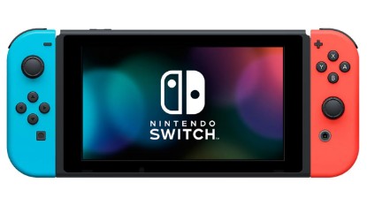Picture of Nintendo Switch with Neon Blue and Red Joy-Con (Renewed) | Handheld, tabletop and TV play modes