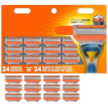 Picture of 24Pcs Premium Razor Blades for Men compatible gillette fusion 5 blades refills -5-Layer Stainless Steel Refills Compatible with Fusion 5 Style Razors,Smooth Shaving Replacement Cartridges Value Pac