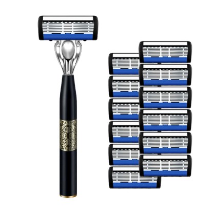 Picture of 7-Blade Razor for Men, 1 Handle & 12 Refills Blades,Comfortable Shave | 7-Blade Mens Razors for Shaving,Dual Lubrication & Precision Trimmer,Men's Razor Blades for a More Comfortable Shave