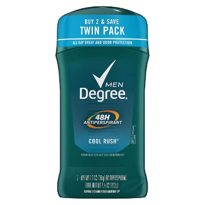 Picture of Degree Men Antiperspirant Deodorant Stick 48 Hour Sweat and Odor Protection Cool Rush Men's Deodorant Keeps You Feeling Fresh and Dry, 2.7 Ounce (Pack of 2)