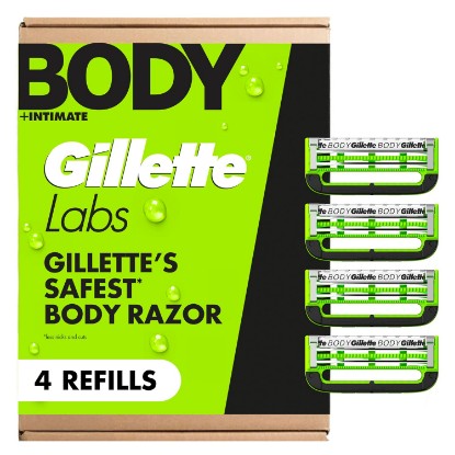 Picture of Gillette Labs Body + Intimate Razor Blades for Men, Anti-ingrown bar, 4 Blade Refills
