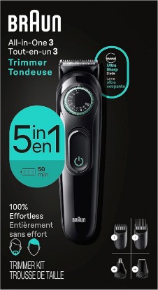 Picture of Braun All-in-One Style Kit Series 3 3450, 5-in-1 Trimmer for Men with Beard Trimmer, Ear & Nose Trimmer, Hair Clippers & More, Ultra-Sharp Blade, 40 Length Settings and Washable GreenCircle Certified: Certified Energy Savings