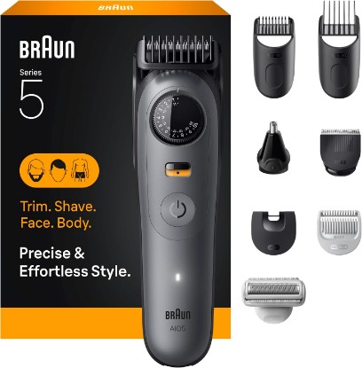 Picture of Braun Series 5 All-in-One Beard & Body Grooming Kit for Men, Cordless Trimmer, Hair Clippers & Shaver for Face, Hair & Body with Smooth Shave Head, AIO 5510