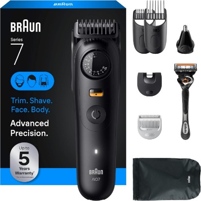 Picture of Braun Series 7 All-in-One Beard & Body Grooming Kit for Men, Cordless Trimmer, Hair Clippers & Shaver for Face, Hair & Body with Gillette ProGlide Razor, AIO 7530