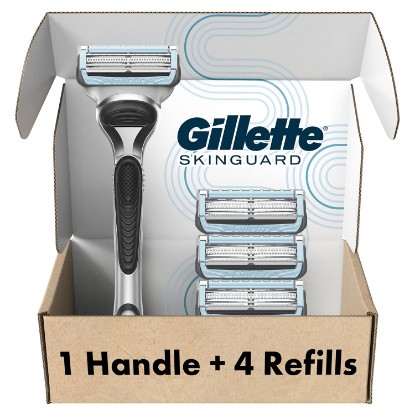 Picture of Gillette SkinGuard Razors, 1 Gillette Razor, 4 Razor Blade Refills, Designed for Men with Skin Irritation, Razor Bumps, and Sensitive Skin
