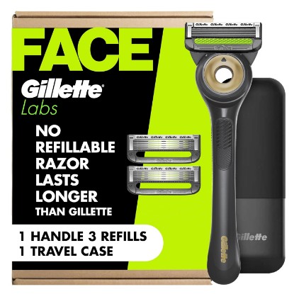Picture of GilletteLabs With Exfoliating Bar Shaving Razor For Men, 1 Handle, 3 Blade Refills, Includes Travel Case for Convenient Storage On The Go