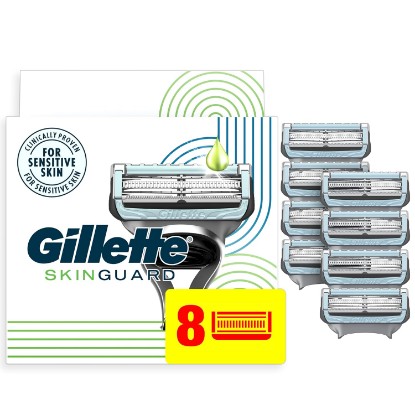 Picture of Gillette SkinGuard Razor Blade Refills for Men, 2 Blade Cartridge, SkinGuard for Sensitive Skin, Lubrication, Fits SkinGuard Razor Handles, 8 Count