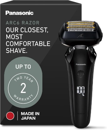 Picture of Panasonic ARC6 Electric Razor for Men Face, Wet & Dry Foil Shavers for Men, Pop-Up Trimmer, Ultra-Fast 6-Blade, Smart Shave Sensor, 22D Flexible Pivoting Head - ES-LS8A-K (Black)