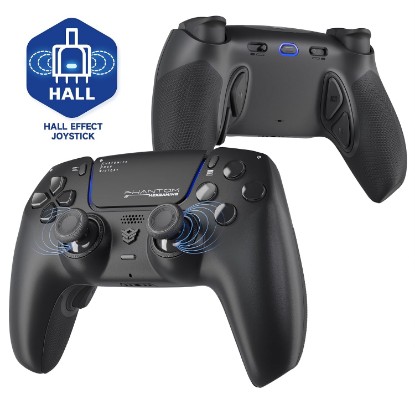 Picture of HEXGAMING PHANTOM Wireless Controller Compatible with ps5, Chaos Black | Hall Effect Joysticks, Adjustable Triggers, 4 Remappable Buttons, 6 Profiles, 8 Swappable Sticks, PC Compatible