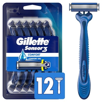 Picture of Gillette Sensor3 Comfort Men's Disposable Razors, 12 Razors