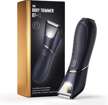 Picture of Body Hair Trimmer for Men: Mirror & LED Light, IPX7 Wet or Dry | Pubic Hair Ball Trimmer - Ceramic Blade, No Nicks, 1-Hr USB-C Charge, Body Groomer with Travel Lock for Groin/Legs/Chest