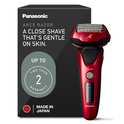 Picture of Panasonic ARC5 Electric Razor for Men Face, Wet & Dry Shavers for Men with Foil Shaver, Pop-up Trimmer, Ultra-Fast 5-Blade, Smart Shave Sensor, 16D Flexible Pivoting Head - ES-ALV6HR (Red)